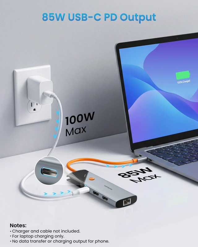 Alt view image 5 of 7 - Docking Station Dual Monitor with 4K HDMI&DP Port, USB-C Hub with Ethernet 3 USB-A 3.0, SD/TF Card Readers, 4K@60Hz HDMI and DisplayPort,100W PD Charging, Ethernet, 9 Port USB C Dock for Laptop