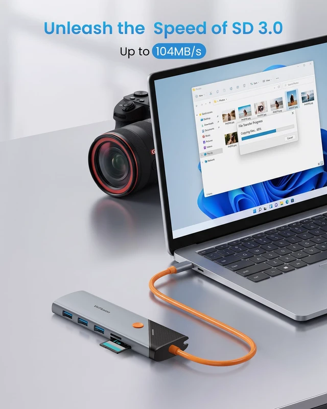 Alt view image 6 of 7 - Docking Station Dual Monitor with 4K HDMI&DP Port, USB-C Hub with Ethernet 3 USB-A 3.0, SD/TF Card Readers, 4K@60Hz HDMI and DisplayPort,100W PD Charging, Ethernet, 9 Port USB C Dock for Laptop