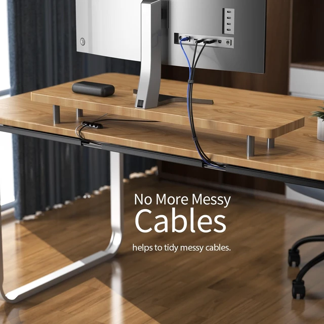Alt view image 4 of 7 - 6 Pack Safe & Tidy Black Cable Management Solution - Protect Kids & Pets with Home Office Cable Management Under Desk, Cable Organizer, Cable Management Kit, Cord Organizer for Desk, 15.7in x 6