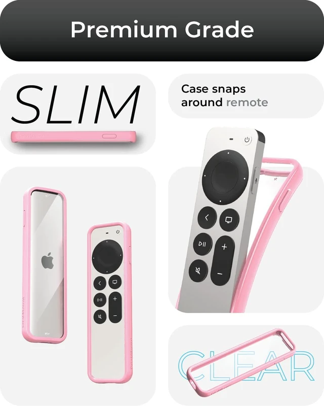 Alt view image 3 of 6 - Air Rim Case for Apple TV Remotes Pink with Clear Back Designed in the USA Slim Remote Case With Ultimate Drop Protection (Not Bulky Like Other Cases)