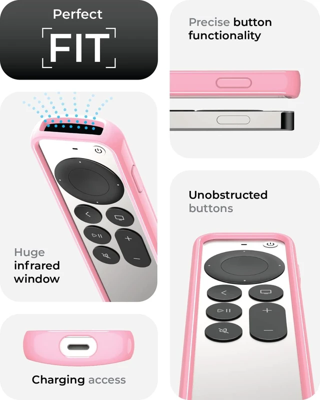 Alt view image 5 of 6 - Air Rim Case for Apple TV Remotes Pink with Clear Back Designed in the USA Slim Remote Case With Ultimate Drop Protection (Not Bulky Like Other Cases)
