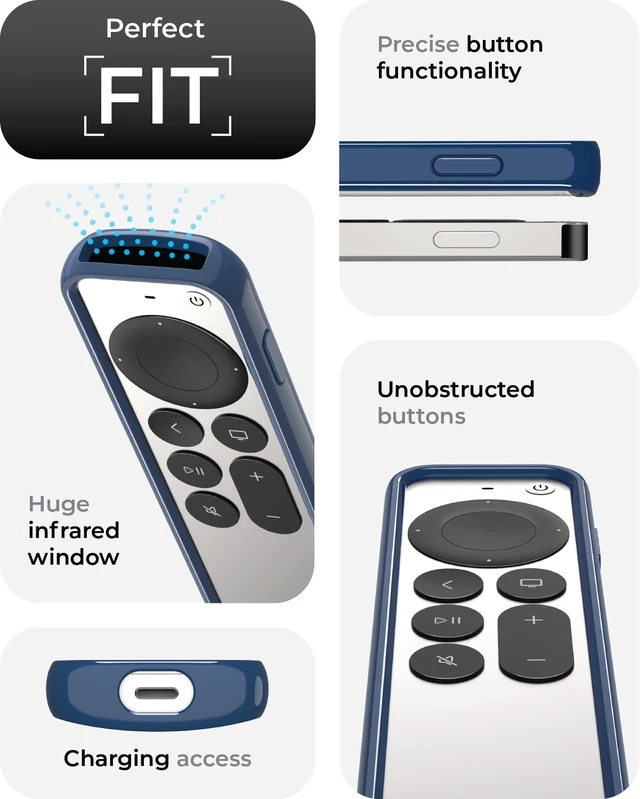 Alt view image 5 of 6 - Air Rim Case for Apple TV Remotes Blue with Clear Back Designed in the USA Slim Remote Case With Ultimate Drop Protection (Not Bulky Like Other Cases)