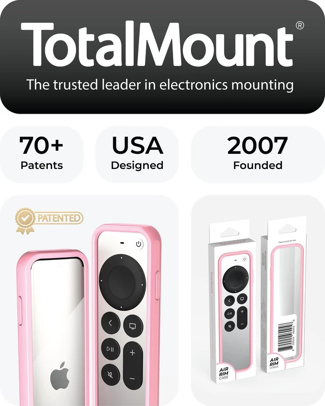 Alt view image 6 of 6 - Air Rim Case for Apple TV Remotes Pink with Clear Back Designed in the USA Slim Remote Case With Ultimate Drop Protection (Not Bulky Like Other Cases)