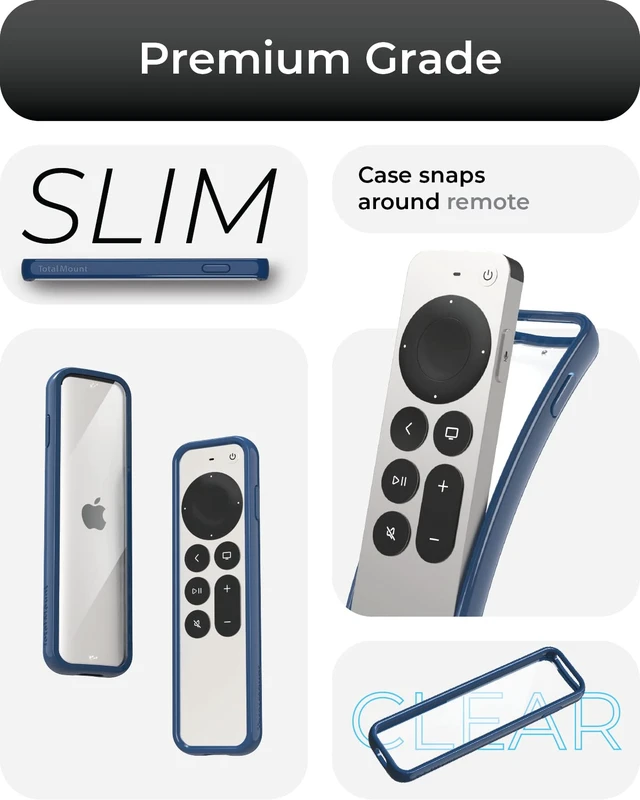 Alt view image 3 of 6 - Air Rim Case for Apple TV Remotes Blue with Clear Back Designed in the USA Slim Remote Case With Ultimate Drop Protection (Not Bulky Like Other Cases)