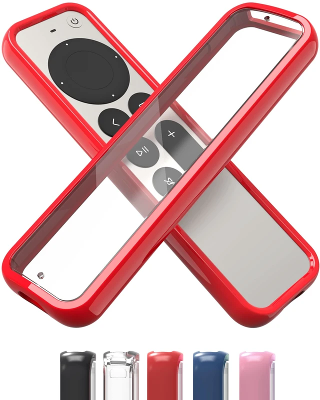 Main image of Air Rim Case for Apple TV Remotes Red with Clear Back Designed in the USA Slim Remote Case With Ultimate Drop Protection (Not Bulky Like Other Cases)