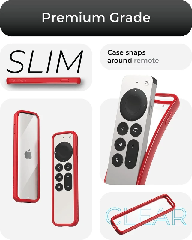 Alt view image 3 of 6 - Air Rim Case for Apple TV Remotes Red with Clear Back Designed in the USA Slim Remote Case With Ultimate Drop Protection (Not Bulky Like Other Cases)