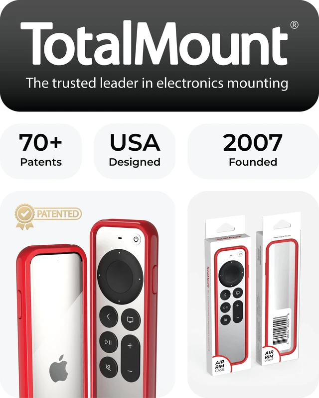 Alt view image 6 of 6 - Air Rim Case for Apple TV Remotes Red with Clear Back Designed in the USA Slim Remote Case With Ultimate Drop Protection (Not Bulky Like Other Cases)