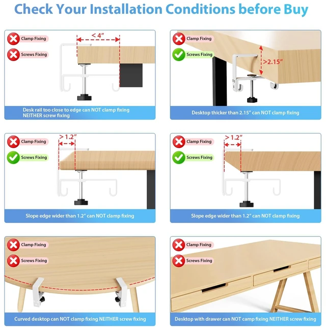 Alt view image 7 of 7 - Extra Large No Drill Under Desk Cable Management Tray 48 in, White Clamp/Screw Mount, Supports Up to 70lbs, Fabric Wire Management Cable Raceways, Cord Hiders, Cord Management for Office/Home