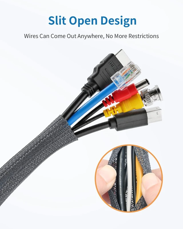 Alt view image 3 of 7 - 30ft - 1/2 inch Cord Protectors from Pets no Chew, Grey Split Cable Management Sleeves, Wire Loom Tubing for TV USB Cord Protector, Cord Covers for Pets Bite-Resistant