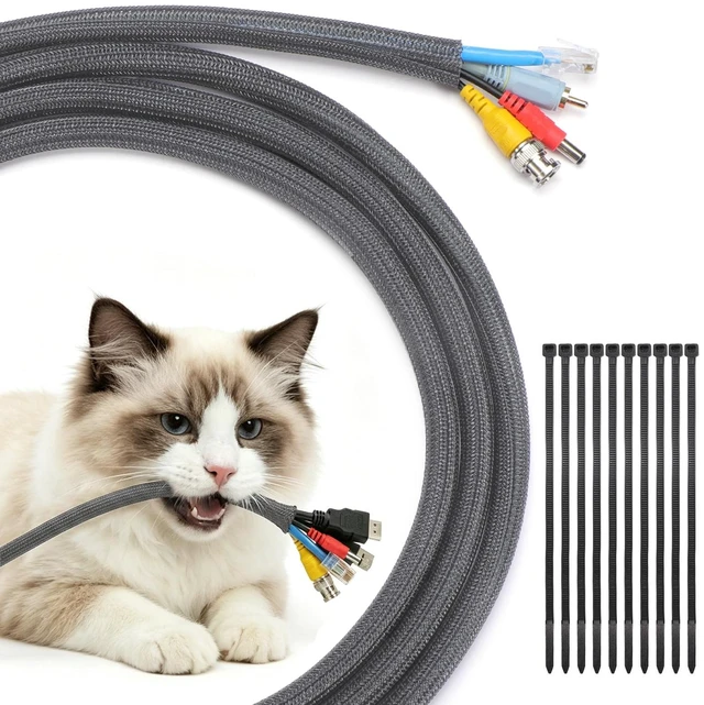 Main image of 30ft - 1/2 inch Cord Protectors from Pets no Chew, Grey Split Cable Management Sleeves, Wire Loom Tubing for TV USB Cord Protector, Cord Covers for Pets Bite-Resistant