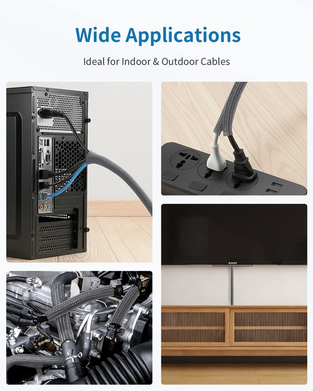 Alt view image 6 of 7 - 30ft - 1/2 inch Cord Protectors from Pets no Chew, Grey Split Cable Management Sleeves, Wire Loom Tubing for TV USB Cord Protector, Cord Covers for Pets Bite-Resistant