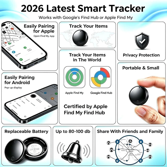 Alt view image 2 of 6 - Air Tags-4 Pack AndroidAir Tags for Android Item Locator for Android & iOS Bluetooth Tracker Tag Smart Tags IP65 Waterproof Luggage Tracker Keys, Suitcases,Wallet,etc