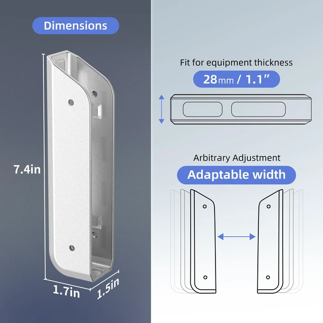 Alt view image 6 of 7 - Wall & Under Desk Laptop Mount HolderAdhesive & Screw in,1.02"/ 26 mm,Anti-Scratch Pads,Universal for MacBooks,Surface,Keyboards,Tablets,Switch &More,Matte Silver