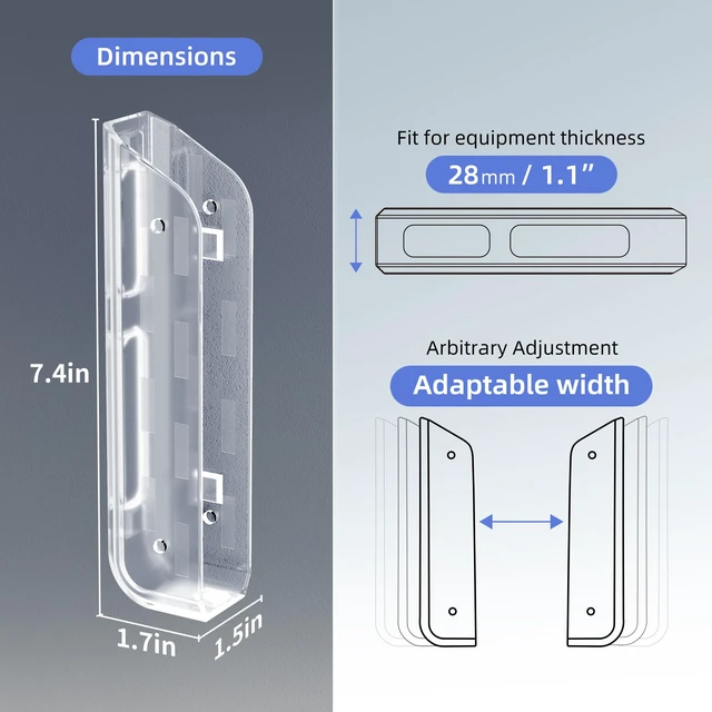 Alt view image 6 of 7 - Clear Wall & Under Desk Laptop Mount HolderAdhesive & Screw in,1.02"/ 26 mm,Anti-Scratch Pads,Universal for MacBooks,Surface,Keyboards,Tablets,Switch &More