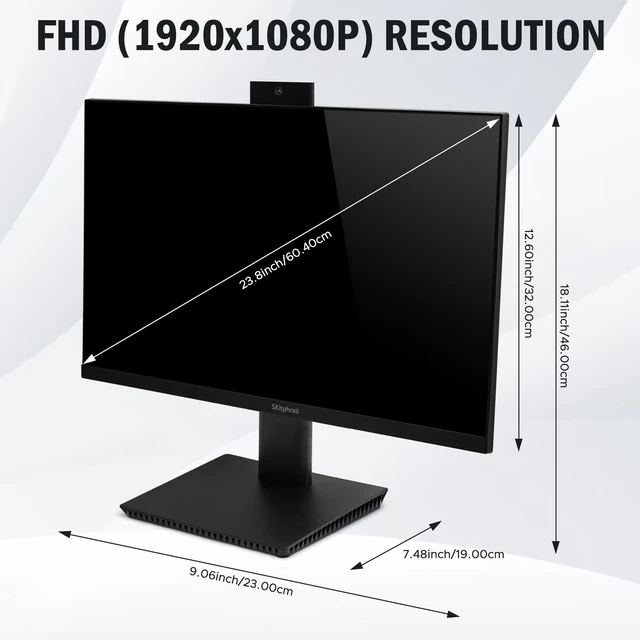 Alt view image 6 of 7 - 23.8" 1080P IPS 120Hz Monitor for Business & Gaming - Built-in Adjustable 3MP Webcam, Mic Array, Dual Speakers, Frameless, Eye Care, HDMI/DP/VGA/USB