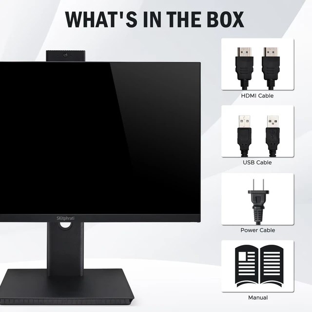 Alt view image 7 of 7 - 23.8" 1080P IPS 120Hz Monitor for Business & Gaming - Built-in Adjustable 3MP Webcam, Mic Array, Dual Speakers, Frameless, Eye Care, HDMI/DP/VGA/USB