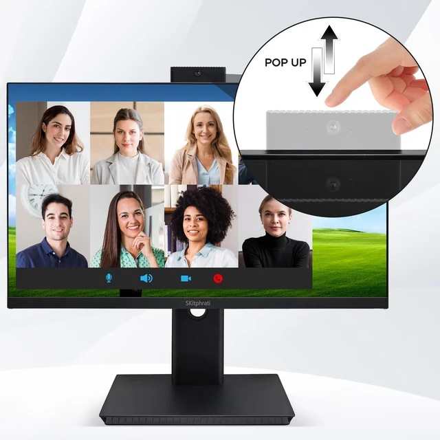 Alt view image 5 of 7 - 23.8" 1080P IPS 120Hz Monitor for Business & Gaming - Built-in Adjustable 3MP Webcam, Mic Array, Dual Speakers, Frameless, Eye Care, HDMI/DP/VGA/USB