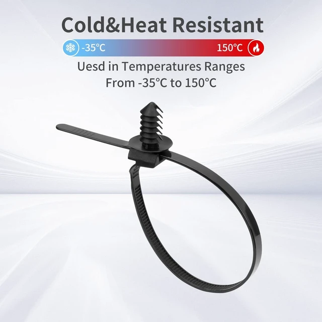 Alt view image 4 of 6 - 150 PCS Push Mount Zip Ties-5 Types, Nylon Car Mount Wire Tie Snap in Cable Zip Ties, Black Push Mount Cable Ties Automotive Zips Tie Fastener Wire Harness Clips for Wire Tying