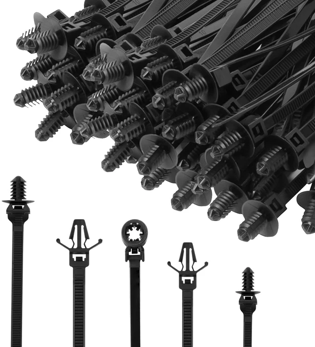 Main image of 210 PCS Universal Nylon Push Mount Zip Ties Assorted Sizes, Heavy Duty Nylon Push Mount Self Locking UV Resistant Wire Ties, 5 Most Popular Sizes,for Indoor Wire Tying Construction Auto