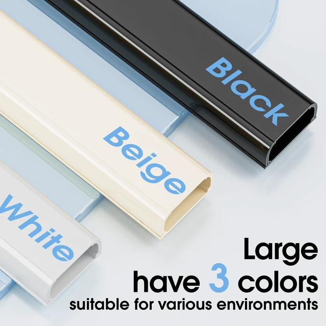 Alt view image 6 of 7 - Wire Covers for 2 Cords TV on Wall, 47in Paintable Cable Hider, Medium Cable Management Kit, Cord Hiding for Wall Beige, W0.95in H0.47in