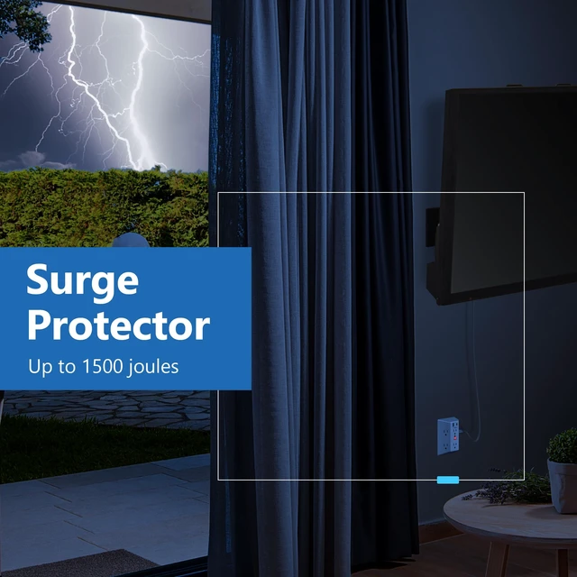 Alt view image 3 of 7 - 6-Outlet Surge Expander, 36W, Surge Protector Up to 1500J, UL Listed Matte White, USB Wall Multi Outlet Extender, Fast Charging, LED Indicator, Thermoplastic