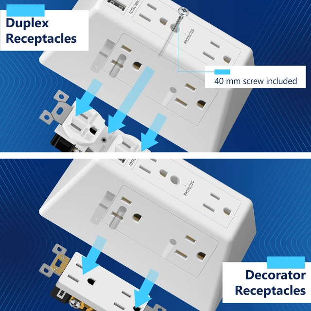 Alt view image 6 of 7 - 6-Outlet Surge Expander, 36W, Surge Protector Up to 1500J, UL Listed Matte White, USB Wall Multi Outlet Extender, Fast Charging, LED Indicator, Thermoplastic