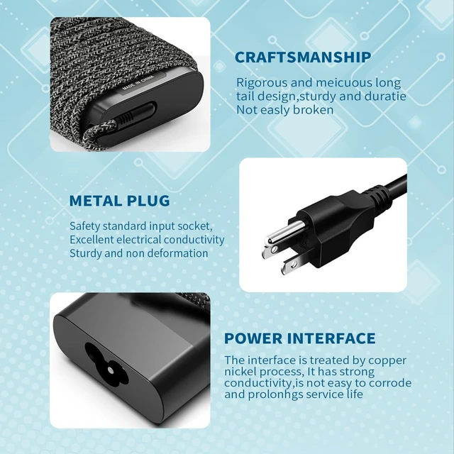 Alt view image 3 of 7 - Slim 65W Watt USB Type C Laptop Charger Compatible with HP OmniBook 5 7 X Flip 16" 14" 17.3 inch AI PC, Zbook ProBook Elite Pavilion AC Adapter Power Cord Supply