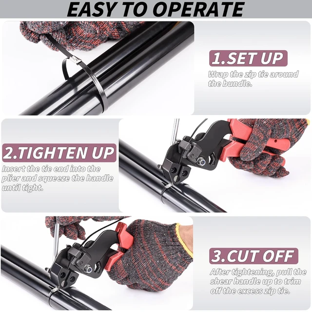 Alt view image 5 of 7 - 400PCS Metal Zip Ties Gun Kit, 6/8/12 Inch Heavy Duty Metal Zip Ties, Multi-Purpose Self-Locking Cable Tie Tool Set for Vehicles Farms Plants Fences Pipe Bundling, Scissors