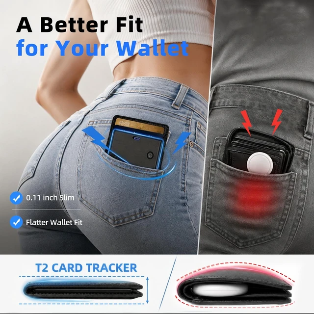Alt view image 3 of 7 - Wallet Tracker Card, Works with Apple Find My or Google Find Hub MFi certified. Works with Android. Qi charging. 85dB+ sound. Separation alerts. Wallet & passport fit. Great gift idea