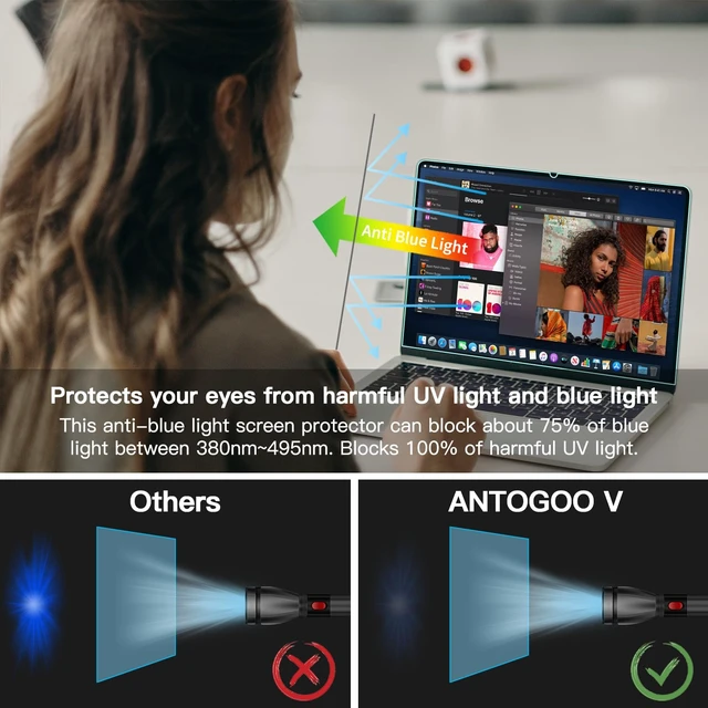 Alt view image 2 of 7 - 2 Pack Anti Blue Light Screen Protector Compatible with 2026 MacBook Neo 13-Inch, Eye Protection Matte Anti Glare Film for 13in Mac Neo A18 Pro Chip