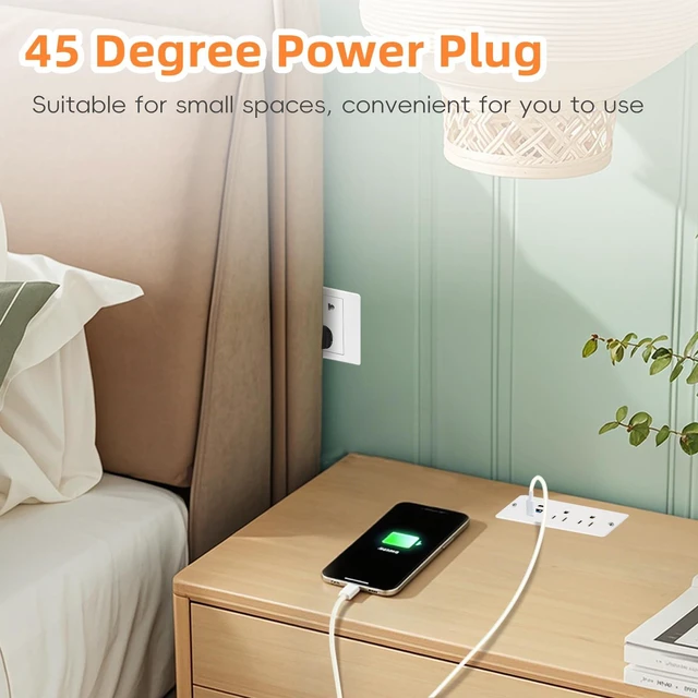 Alt view image 4 of 7 - Recessed Power Strip, 20W USB-C Furniture Outlet, White, 3FT 2 AC + 3 USB (2 USB-C, 1 USB-A), Flush Mount, Space-Saving, Easy Install, For Desk, Bedside, Drawer, Conference Table