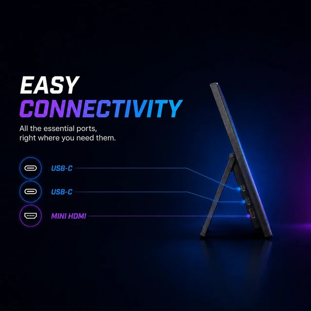 Alt view image 2 of 7 - 18.5 Inch Large Portable Monitor for Laptop, 120Hz 1080P FHD IPS Portable Travel Second Screen Display for/Phone/Xbox PS4/5, 125% sRGB, Dual Speakers, VESA & Storage Bag (18.5 inch'')