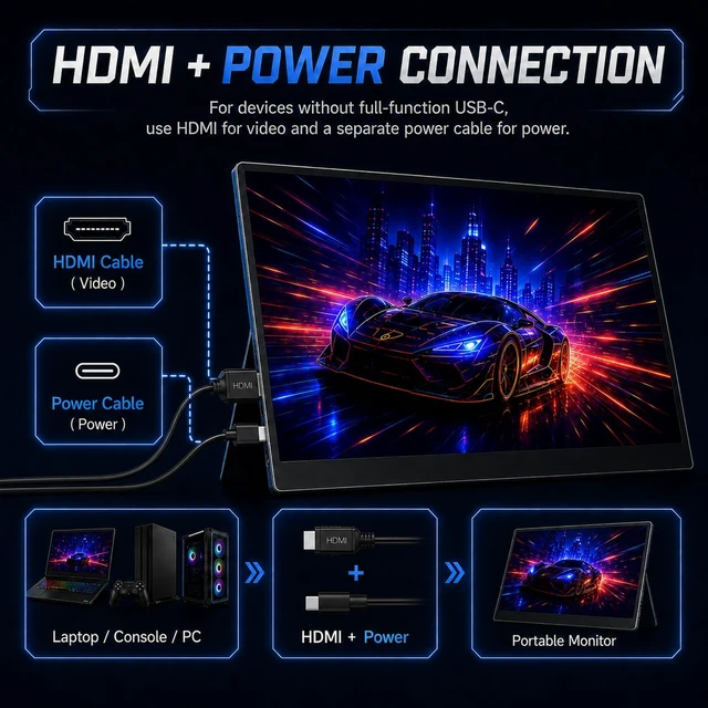 Alt view image 6 of 7 - 18.5 Inch Large Portable Monitor for Laptop, 120Hz 1080P FHD IPS Portable Travel Second Screen Display for/Phone/Xbox PS4/5, 125% sRGB, Dual Speakers, VESA & Storage Bag (18.5 inch'')