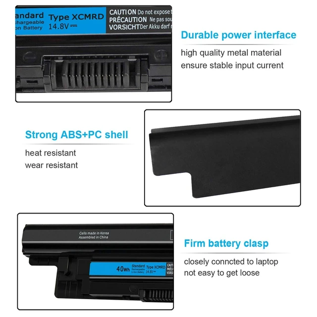 Alt view image 3 of 6 - 40Wh XCMRD 14.8V Battery for Dell Inspiron 15 3000 Series 3542 3543 3521 3537 3531 3541 17 3721 3737 15R 5537 5521 17R 5737 5721 14 3421 3437 3443 14R 5421 Latitude 3540 3440 P28F P40F FW1MN 4WY7C