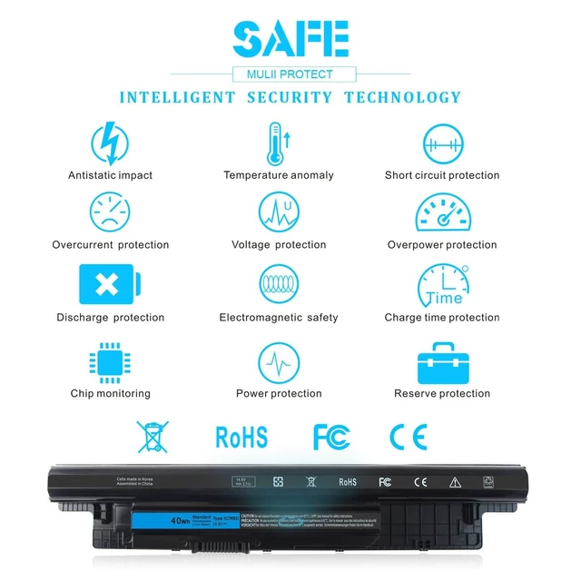 Alt view image 5 of 6 - 40Wh XCMRD 14.8V Battery for Dell Inspiron 15 3000 Series 3542 3543 3521 3537 3531 3541 17 3721 3737 15R 5537 5521 17R 5737 5721 14 3421 3437 3443 14R 5421 Latitude 3540 3440 P28F P40F FW1MN 4WY7C