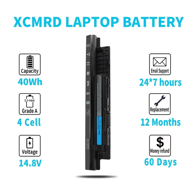 Alt view image 4 of 6 - 40Wh XCMRD 14.8V Battery for Dell Inspiron 15 3000 Series 3542 3543 3521 3537 3531 3541 17 3721 3737 15R 5537 5521 17R 5737 5721 14 3421 3437 3443 14R 5421 Latitude 3540 3440 P28F P40F FW1MN 4WY7C