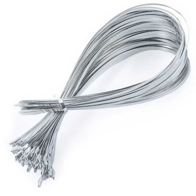 Main image of Metal Zip Ties of 100 Pcs, 24 IN 304 Stainless Steel Cable Ties, Heavy Duty Metal Zip Ties for Exhaust Wrap, Heat Resistant Fencing Ties. for Pipe, Auto repair. L/24(600mm) W/0.18(4.6mm)