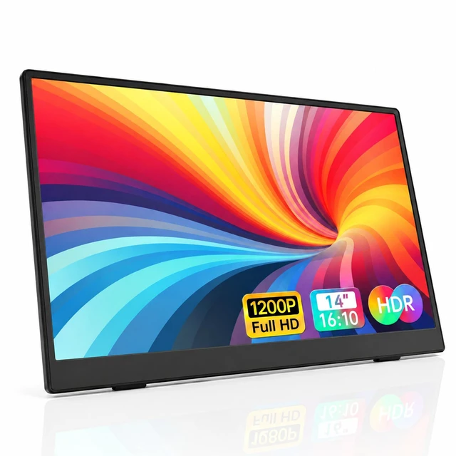 Main image of 14 Inch Portable Monitor 1920x1200 IPS 16:10 Laptop Screen Extender, HDR FreeSync USB-C HDMI External Travel Monitor with Smart Cover & Dual Speakers for Mac PC PS5 Xbox Switch
