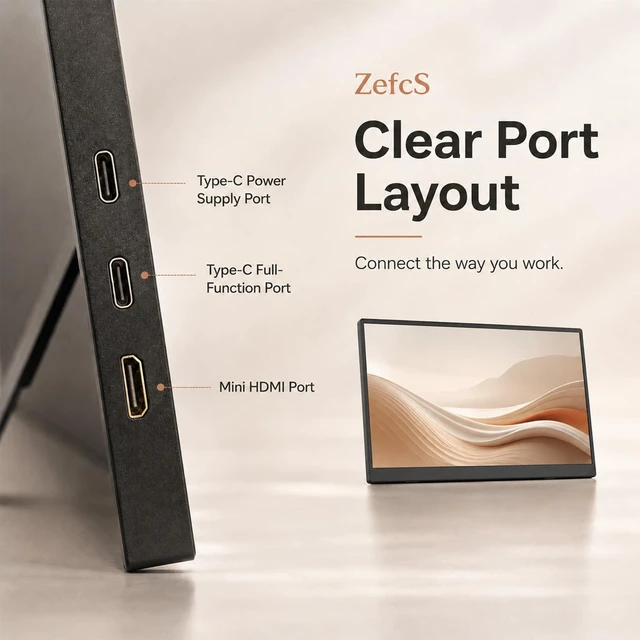 Alt view image 3 of 7 - 14 Inch Portable Monitor 1920x1200 IPS 16:10 Laptop Screen Extender, HDR FreeSync USB-C HDMI External Travel Monitor with Smart Cover & Dual Speakers for Mac PC PS5 Xbox Switch