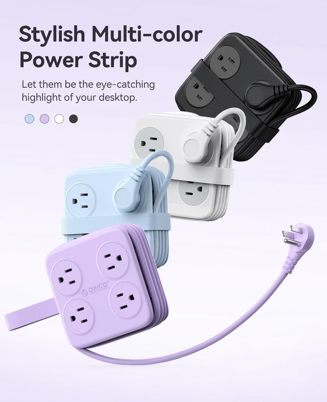 Alt view image 4 of 7 - 5 Ft Coiled Extension Cord with 8 Outlet & 3 USB Ports Power Strip with Flat Plug, 11 in 1 Charging Station for Home/Office/Dorm -AP3 PRO