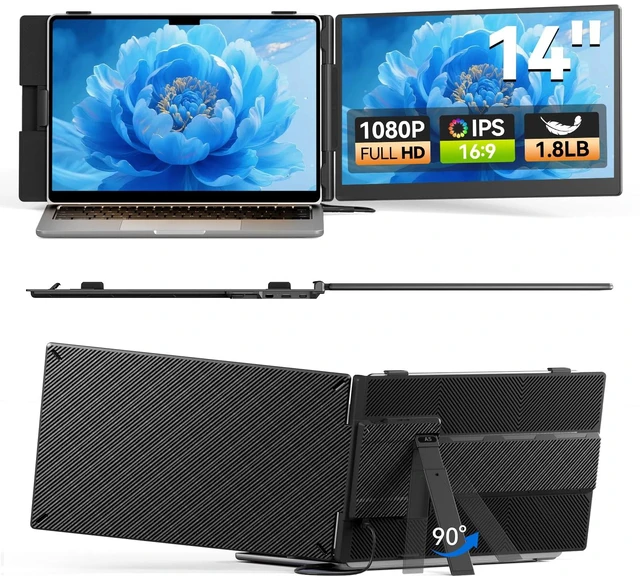Main image of 14" Laptop Screen Extender - Ultra Lightweight 1.8lbs Dual Monitor Extender FHD 1080P, Portable, Ultra Thin, for Laptop 13-17 (Screen Length: 11.81"-16.14"), Fits Windows/Mac Work Office Travel