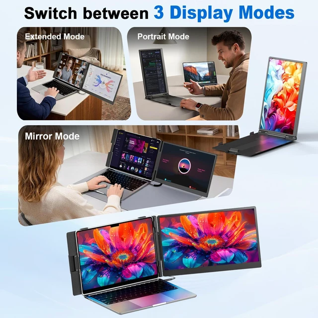 Alt view image 4 of 7 - 14" Laptop Screen Extender - Ultra Lightweight 1.8lbs Dual Monitor Extender FHD 1080P, Portable, Ultra Thin, for Laptop 13-17 (Screen Length: 11.81"-16.14"), Fits Windows/Mac Work Office Travel