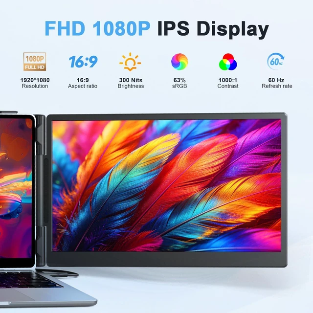 Alt view image 6 of 7 - 14" Laptop Screen Extender - Ultra Lightweight 1.8lbs Dual Monitor Extender FHD 1080P, Portable, Ultra Thin, for Laptop 13-17 (Screen Length: 11.81"-16.14"), Fits Windows/Mac Work Office Travel