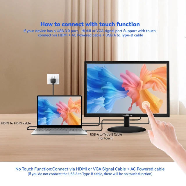 Alt view image 5 of 7 - Touchscreen Monitor 19" FHD 1440x900 Multi-Touch Screen HDMI VGA Type-B Dual Speakers,60Hz,VESA,Wide Viewing Angle 170°,Brightness 300cd/m²,Tilt Adjust,PC Office Desktop Business Computer Display