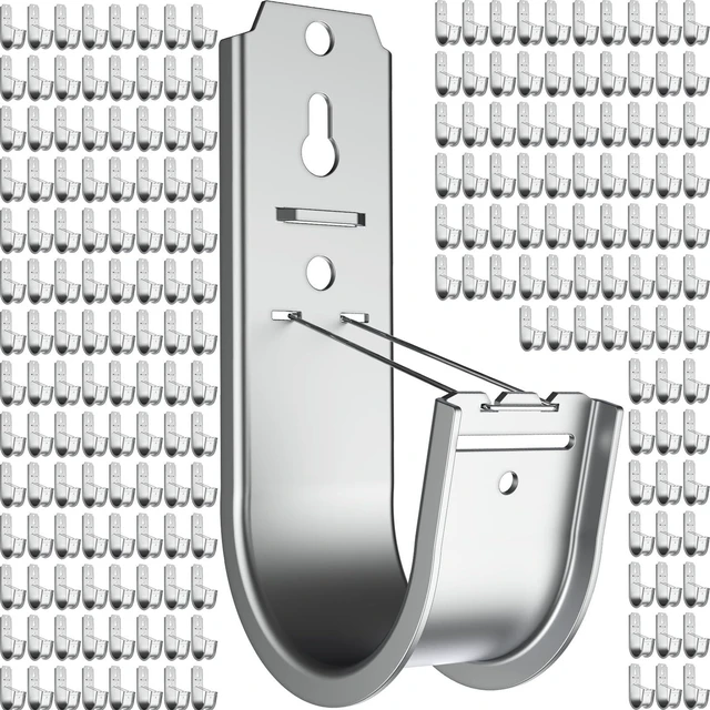 Main image of 200 Pack 2 Inch Cable Support J Hook Wall Mount J Hook with Retainer Clip, Galvanized Steel for Cable Management & Organization Solution
