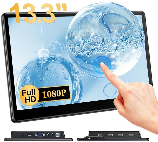 Main image of 13.3'' Portable Touch Screen Monitor,HDMI VGA USB-B for PC MacBook (dark) 10-point touch,Quick response,Dual-Speaker,178°viewing angle,400nits,2000:1,VESA,72%NTSC,IPS,Phone PS Xbox