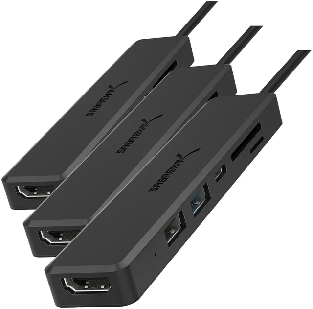 Main image of Multi-Port USB-C Hub with 4K HDMI & Power Delivery (60W) 2 USB Ports & SD/microSD Card Reader (Pack of 3)