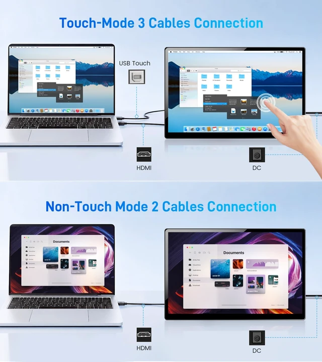 Alt view image 5 of 7 - 14" Touchscreen Monitor,VGA DVI and HDMI VESA for Industrial(Inky) 10-point touch,IPS 1920×1080,Dual Speakers,72%NTSC,2000:1,16:10,400 cd/m²,178° view angle