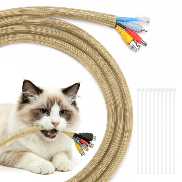 Main image of 30ft - 1/2 inch Cord Protectors from Pets no Chew, Gold Split Cable Management Sleeves, Wire Loom Tubing for TV USB Cord Protector, Cord Covers for Pets Bite-Resistant