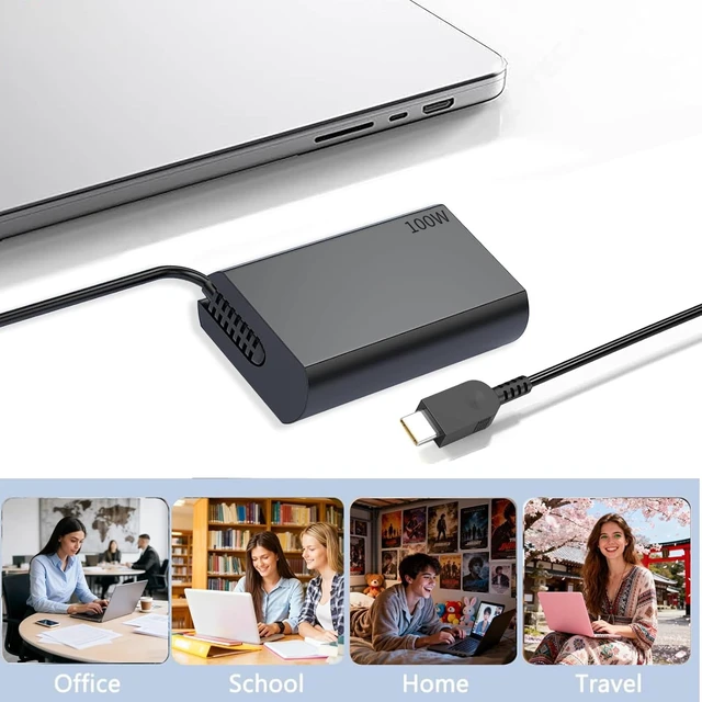 Alt view image 7 of 7 - 100W USB-C Laptop Charger for Dell Latitude/XPS/Precision,MacBook MacBook Pro 14/16 M4/Air,for HP Spectre/Elitebook,for Lenovo ThinkPad/Yoga/IdeaPad,Acer Chromebook,Google,Zenbook,Power Adapter